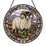 Scottish blackface sheep stained glass suncatcher window hanging, suitable for home and garden decoration