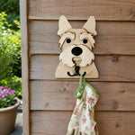 Wooden scottish terrier dog wall hook key and leash holder for home entryway organizer