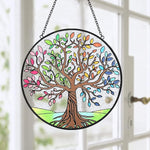 Seasons tree of life stained glass suncatcher window hanging, suitable for home and garden decoration