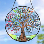 Seasons tree of life stained glass suncatcher window hanging, suitable for home and garden decoration