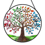 Seasons tree of life stained glass suncatcher window hanging, suitable for home and garden decoration
