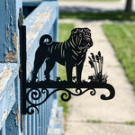 Shar-pei metal hanging basket bracket mounted on outdoor wall for plant decoration