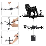 Shar pei metal weather vane with directional arrows and mounting rod, outdoor roof and garden decoration