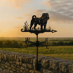 Shar pei metal weather vane with directional arrows and mounting rod, outdoor roof and garden decoration