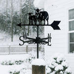 Sheep and lamb metal weather vane with directional arrows and mounting rod, outdoor roof and garden decoration