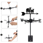 Sheep and lamb metal weather vane with directional arrows and mounting rod, outdoor roof and garden decoration