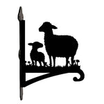 Sheep with lamb metal hanging basket bracket mounted on outdoor wall for plant decoration