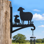Sheep with lamb metal hanging basket bracket mounted on outdoor wall for plant decoration