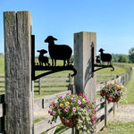 Sheep with lamb metal hanging basket bracket mounted on outdoor wall for plant decoration