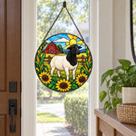 Shetland sheep stained glass suncatcher window hanging, suitable for home and garden decoration