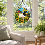 Shetland sheep stained glass suncatcher window hanging, suitable for home and garden decoration