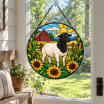 Shetland sheep stained glass suncatcher window hanging, suitable for home and garden decoration