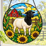 Shetland sheep stained glass suncatcher window hanging, suitable for home and garden decoration