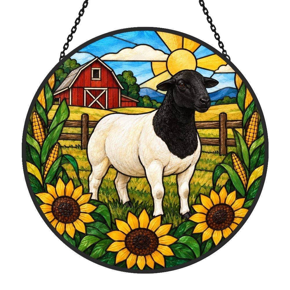 Shetland sheep stained glass suncatcher window hanging, suitable for home and garden decoration