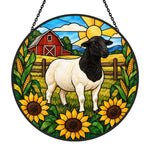 Shetland sheep stained glass suncatcher window hanging, suitable for home and garden decoration