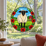 Shetland sheep stained glass suncatcher window hanging, suitable for home and garden decoration
