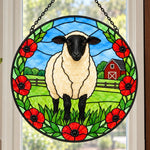 Shetland sheep stained glass suncatcher window hanging, suitable for home and garden decoration