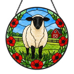 Shetland sheep stained glass suncatcher window hanging, suitable for home and garden decoration