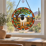 Shetland sheep stained glass suncatcher window hanging, suitable for home and garden decoration