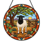 Shetland sheep stained glass suncatcher window hanging, suitable for home and garden decoration