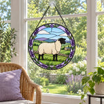 Shetland sheep stained glass suncatcher window hanging, suitable for home and garden decoration