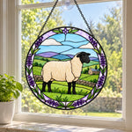 Shetland sheep stained glass suncatcher window hanging, suitable for home and garden decoration