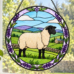 Shetland sheep stained glass suncatcher window hanging, suitable for home and garden decoration