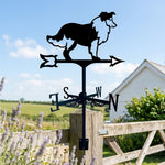 Shetland sheepdog metal weather vane with directional arrows and mounting rod, outdoor roof and garden decoration