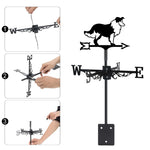 Shetland sheepdog metal weather vane with directional arrows and mounting rod, outdoor roof and garden decoration