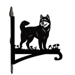 Shiba inu metal hanging basket bracket mounted on outdoor wall for plant decoration