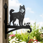 Shiba inu metal hanging basket bracket mounted on outdoor wall for plant decoration