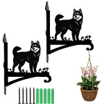 Shiba inu metal hanging basket bracket mounted on outdoor wall for plant decoration