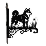 Shiba inu metal hanging basket bracket mounted on outdoor wall for plant decoration