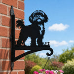 Shih tzu metal hanging basket bracket mounted on outdoor wall for plant decoration