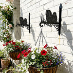 Shih tzu metal hanging basket bracket mounted on outdoor wall for plant decoration
