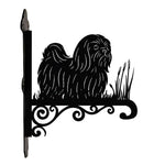 Shih tzu metal hanging basket bracket mounted on outdoor wall for plant decoration