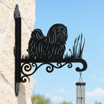 Shih tzu metal hanging basket bracket mounted on outdoor wall for plant decoration