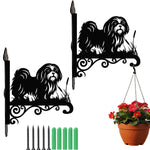 Shih tzu metal hanging basket bracket mounted on outdoor wall for plant decoration