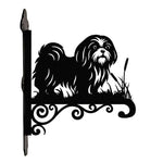 Shih tzu metal hanging basket bracket mounted on outdoor wall for plant decoration