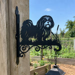 Shih tzu metal hanging basket bracket mounted on outdoor wall for plant decoration