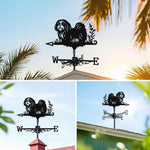 Shih tzu metal weather vane with directional arrows and mounting rod, outdoor roof and garden decoration