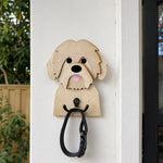 Wooden shih tzu dog wall hook key and leash holder for home entryway organizer