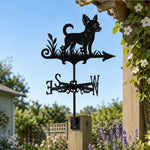 Short Haired Chihuahua metal weather vane with directional arrows and mounting rod, outdoor roof and garden decoration