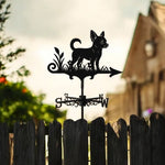Short Haired Chihuahua metal weather vane with directional arrows and mounting rod, outdoor roof and garden decoration