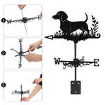 Short Haired Dachshund metal weather vane with directional arrows and mounting rod, outdoor roof and garden decoration