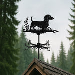 Short Haired Dachshund metal weather vane with directional arrows and mounting rod, outdoor roof and garden decoration