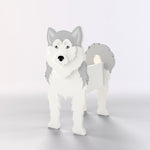 Full-body view of the Siberian Husky dog planter