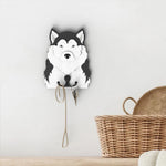 Wooden siberian husky dog wall hook key and leash holder for home entryway organizer