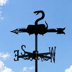 Snake metal weather vane with directional arrows and mounting rod, outdoor roof and garden decoration