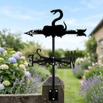 Snake metal weather vane with directional arrows and mounting rod, outdoor roof and garden decoration